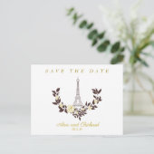 Floral Gold Parisian Wedding Design 案内ポストカード (スタンド正面)