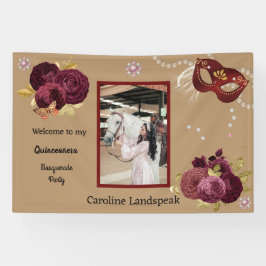 Floral Gold Red Quinceañera Masquerade & Photo 横断幕