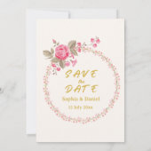Floral Gold Save the Date Card (裏面)