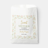 Floral Gold Script Sweet Sixteen Birthday  フェイバーバッグ (正面)