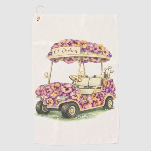 Floral Golf Cart Towel Gift ゴルフタオル (正面)