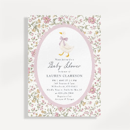 Floral Goose Baby Shower Invitation 招待状
