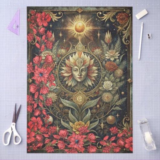 Floral Gothic Tarot Reader's Card Abstract Collage 薄葉紙 (クラフト)
