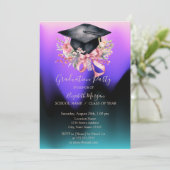 Floral Graduation Cap,Bow Ombre Graduation  招待状 (スタンド正面)