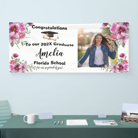 Floral Graduation Celebration Photo 横断幕 (トレードショー)