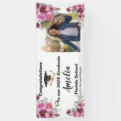 Floral Graduation Celebration Photo 横断幕 (縦)