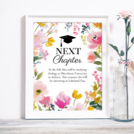 Floral Graduation Party Future Plans Sign ポスター