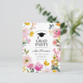 Floral Graduation Party Invitation 案内ポストカード (スタンド正面)