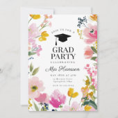 Floral Graduation Party Invitation Photo Back 招待状 (正面)