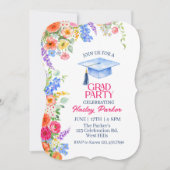 Floral Graduation Party Invitation Template  招待状 (正面)