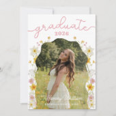 Floral Graduation Party Photo Invitation 招待状 (正面)
