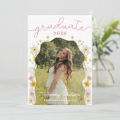 Floral Graduation Party Photo Invitation 招待状 (スタンド正面)