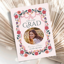 Floral Graduation Photo Elegant Grad 招待状