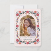 Floral Graduation Ribbon Fram Thank You Photo Card 招待状 (裏面)