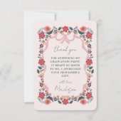 Floral Graduation Ribbon Fram Thank You Photo Card 招待状 (正面)