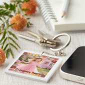 Floral Grandma Photo – Keepsake Gift キーホルダー (正面右)