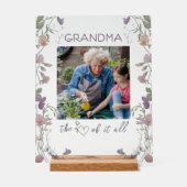 Floral Grandma the Heart of it All Photo Acrylic アクリルサイン (正面)