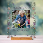 Floral Grandma the Heart of it All Photo Acrylic アクリルサイン (ニュートラル)