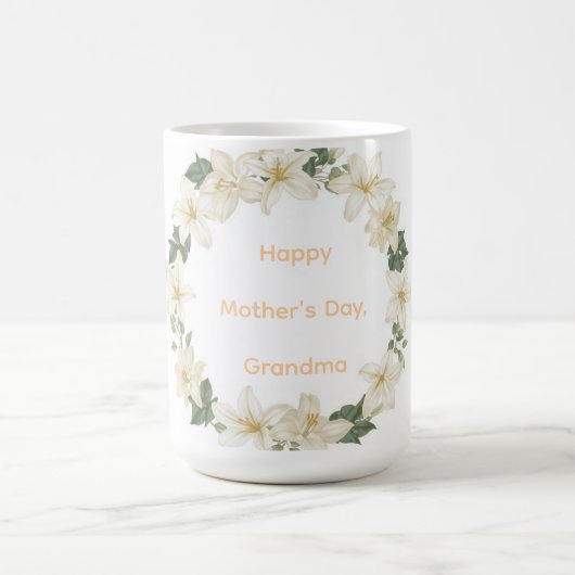 Floral Grandma Wreath Mothers Day Gift コーヒーマグカップ (中央)