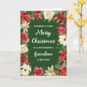 Floral Grandson & His Wife Merry Christmas カード (黄色い花)