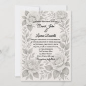 Floral Graphite Photo Wedding Invitation 招待状 (正面)