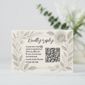 Floral Graphite QR Code Wedding RSVP Card (スタンド正面)