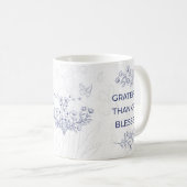 Floral Grateful Thankful Blessed Motif コーヒーマグカップ (正面右)