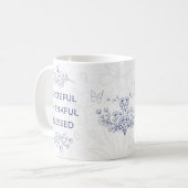 Floral Grateful Thankful Blessed Motif コーヒーマグカップ (正面左)