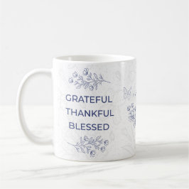 Floral Grateful Thankful Blessed Motif コーヒーマグカップ