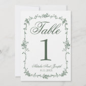 Floral Green Botanical Wedding Table Number 招待状 (裏面)