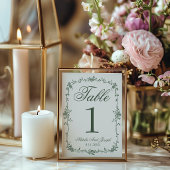 Floral Green Botanical Wedding Table Number 招待状