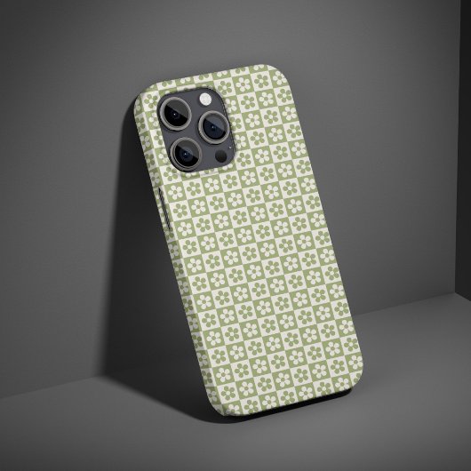 Floral Green Checkered Phone Case Gift for Women Case-Mate iPhoneケース