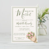 Floral Green Fresh Off The Market Bridal Shower  招待状 (スタンド正面)