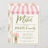 Floral Green Fresh Off The Market Bridal Shower  招待状 (正面/裏面)