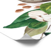 Floral Green White Pink Bridal Shower Welcome Sign ポスター (角)