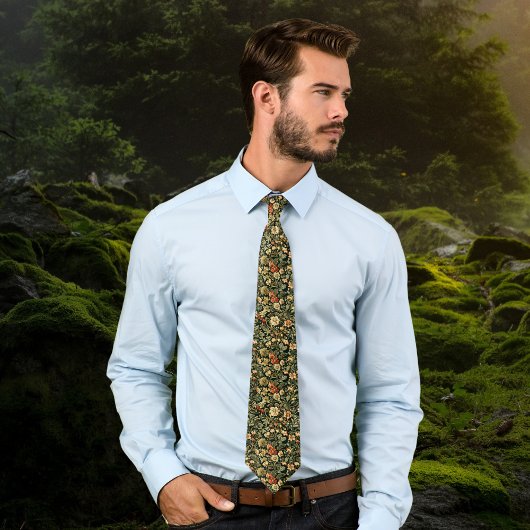 Floral Green William Morris Inspired Monogram ネクタイ