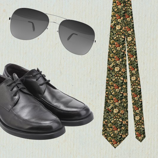 Floral Green William Morris Inspired Monogram ネクタイ