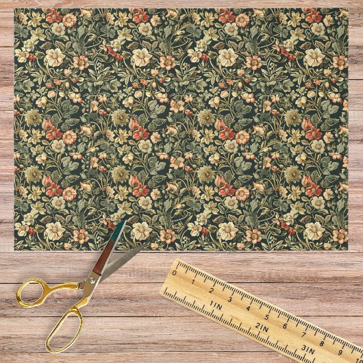 Floral Green William Morris Inspired Monogram 薄葉紙