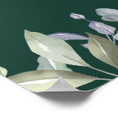 Floral Greenery Emerald Wedding Welcome Sign ポスター (角)
