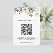 Floral Greenery Foliage QR Code & Photo Wedding エンクロージャーカード (スタンド正面)