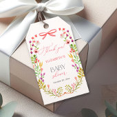 Floral Greenery Pink Bow Rustic Baby Shower ギフトタグ