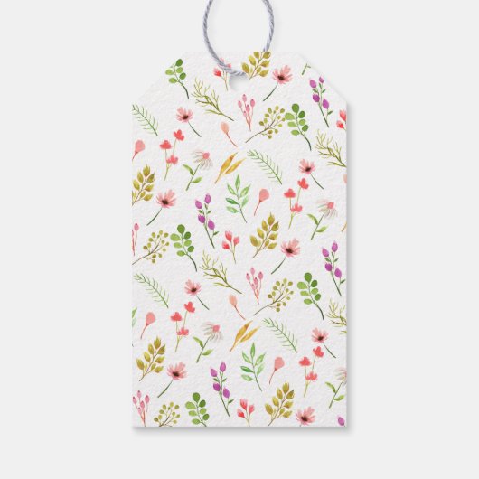 Floral Greenery Pink Bow Rustic Baby Shower ギフトタグ (裏面)