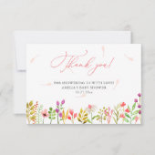 Floral Greenery Rustic Baby Shower サンキューカード (正面)