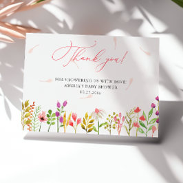 Floral Greenery Rustic Baby Shower サンキューカード