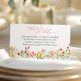 Floral Greenery Rustic Baby Shower Books for Baby エンクロージャーカード