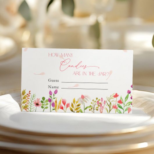 Floral Greenery Rustic How many Candies エンクロージャーカード