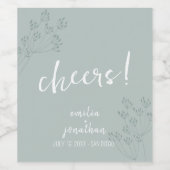 Floral Greenery Wedding ワインラベル (シングルラベル)