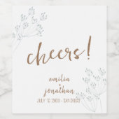 Floral Greenery Wedding ワインラベル (シングルラベル)