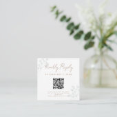 Floral Greenery Wedding Scan Code RSVP エンクロージャーカード (スタンド正面)