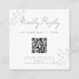 Floral Greenery Wedding Scan Code RSVP エンクロージャーカード